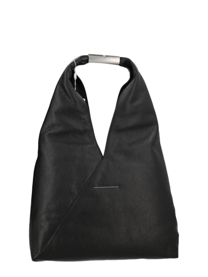 Mm6 By Maison Margiela Black Textured Cowhide Shoulder Bag