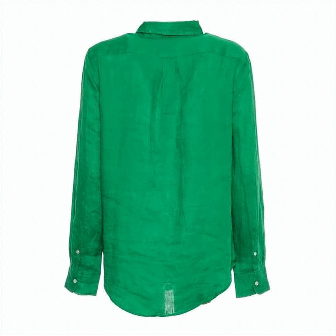 Polo Ralph Lauren Long-Sleeved Linen Shirt With Classic Collar And Curved Hem