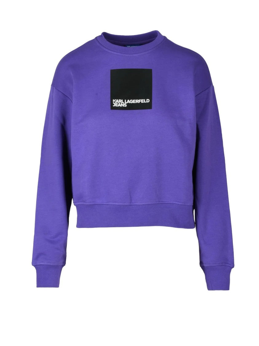 Karl Lagerfeld Purple Cropped Patch Sweatshirt