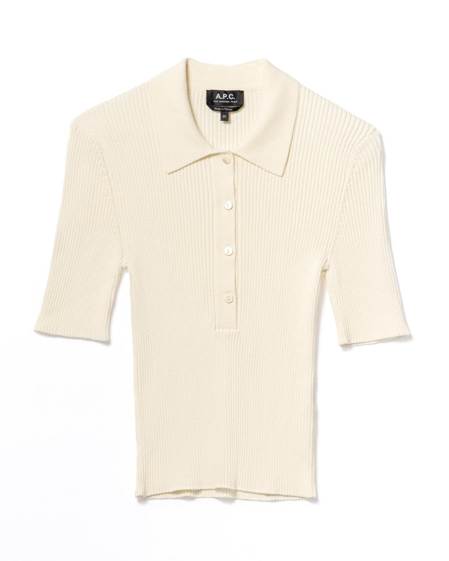 A.P.C. Fitted White Polo Shirt With Classic Collar