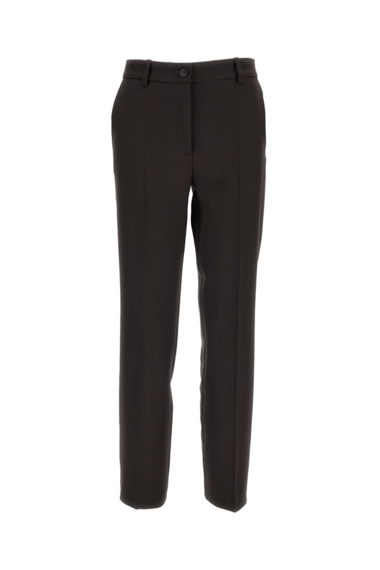 Parosh Brown Stretch Wool Straight-Leg Pants