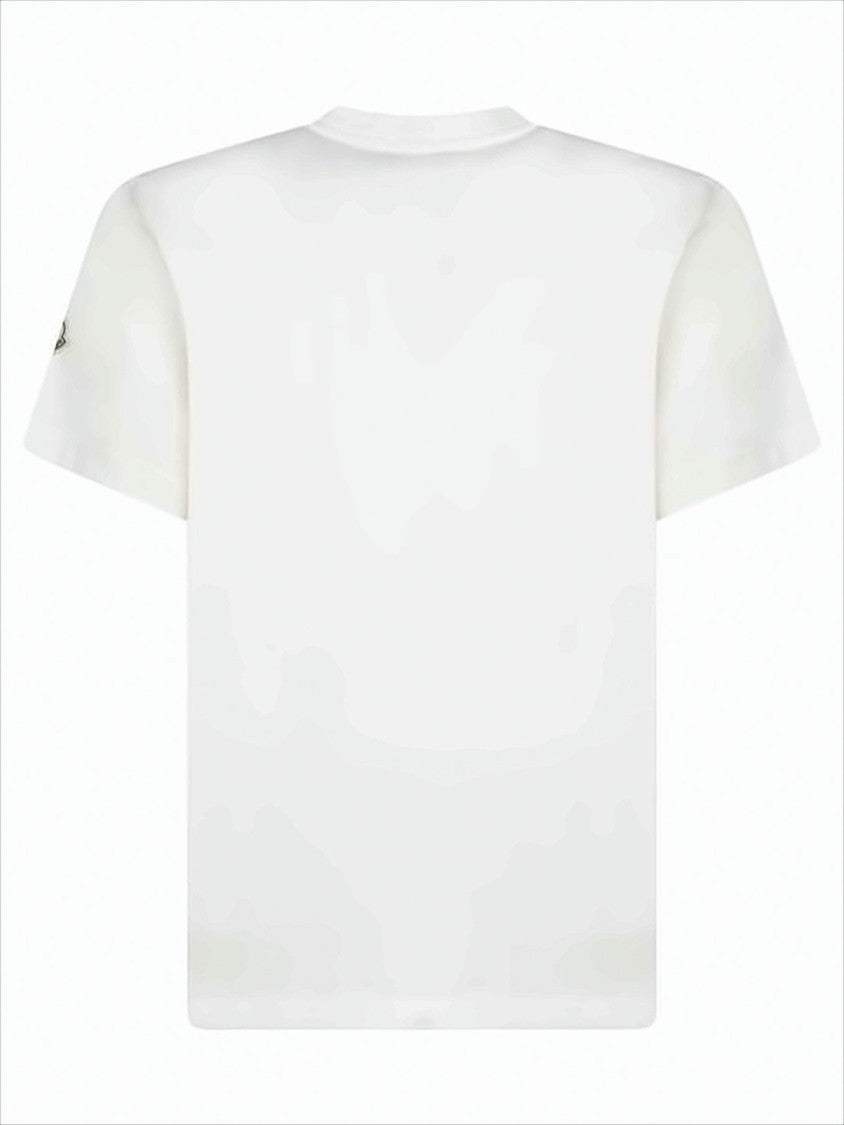 Moncler Minimalist White Cotton T-Shirt With Moncler Emblem