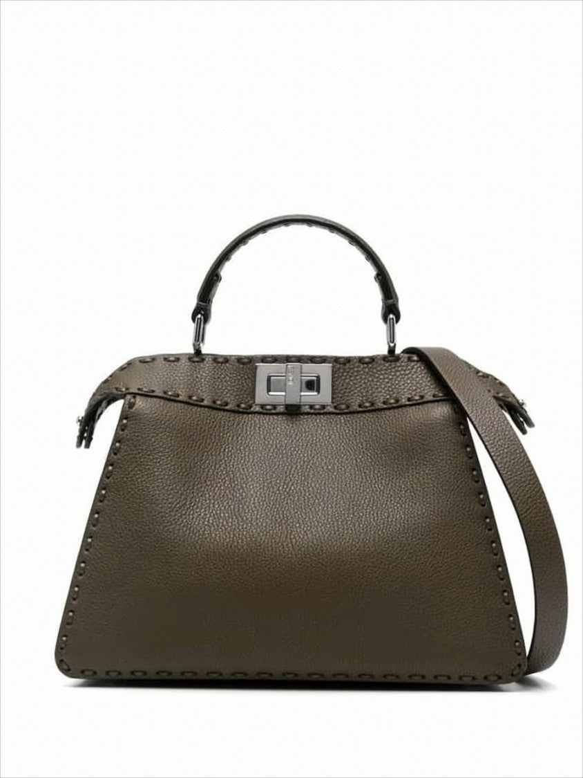 Fendi Trapezoidal Structured Shoulder Bag In Textured Leather