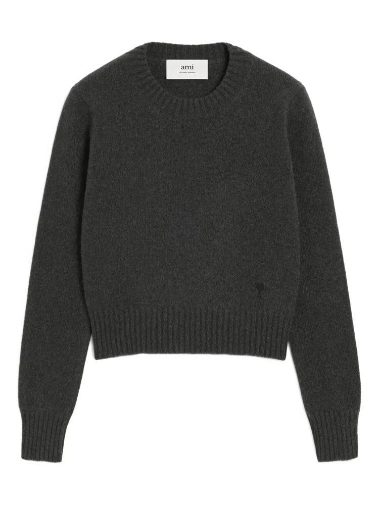Ami Paris Crewneck Sweater With Embroidered Heart Detail