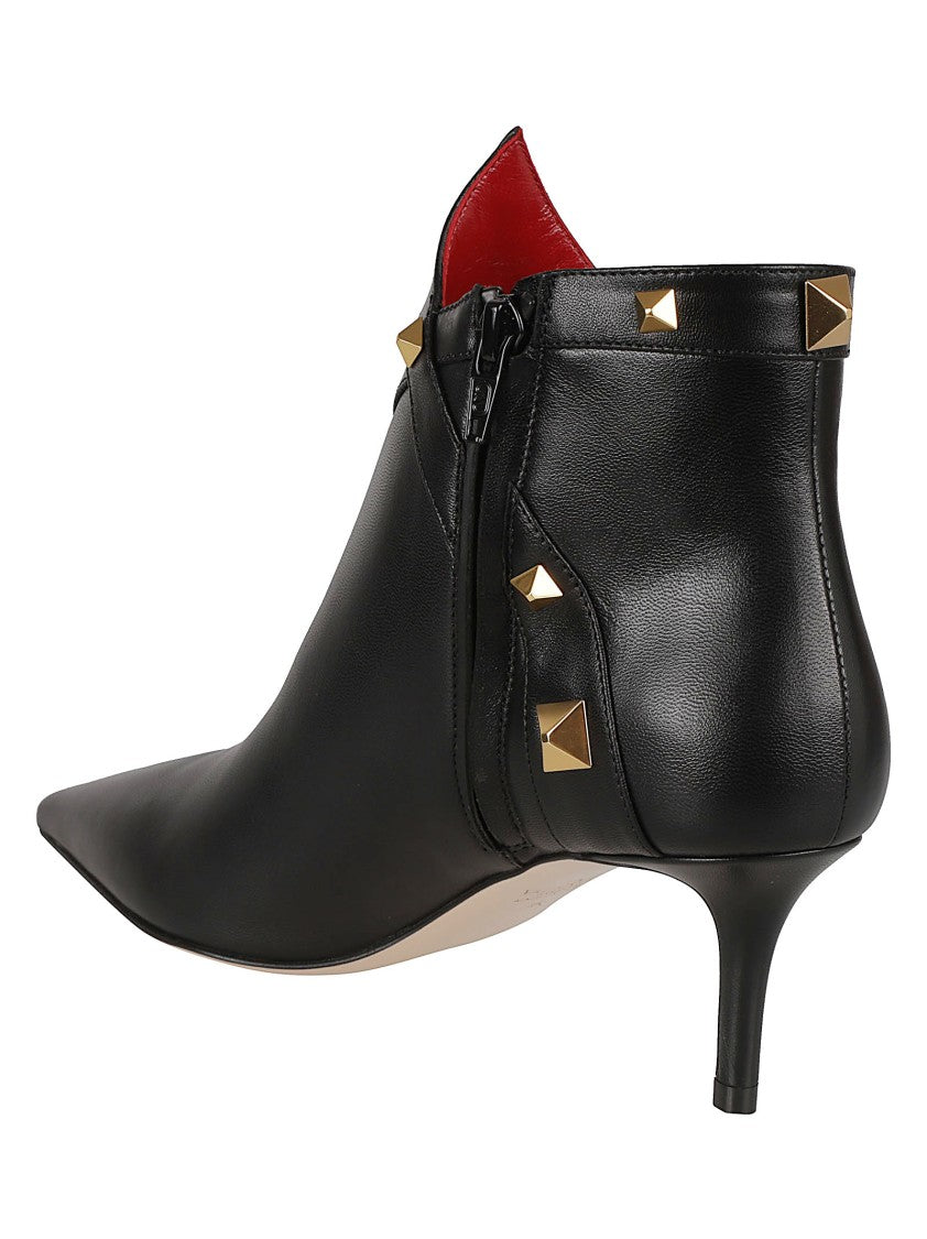Valentino Garavani Ankle Boots With Pointed Toe And Gold-Tone Studs