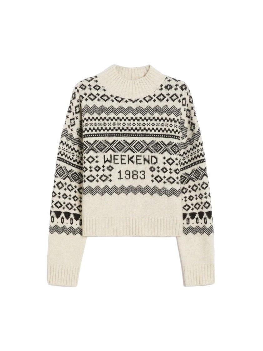 Max Mara Geometric Patterned Knit Sweater With Crew Neckline