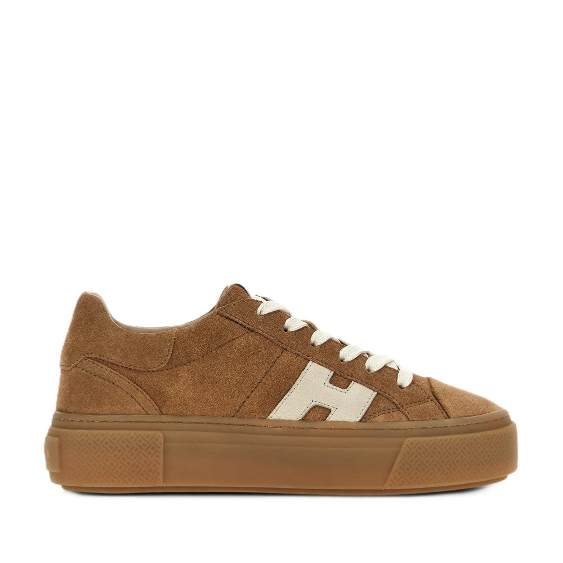 Hogan Warm Brown Suede Elevated Platform Sneakers
