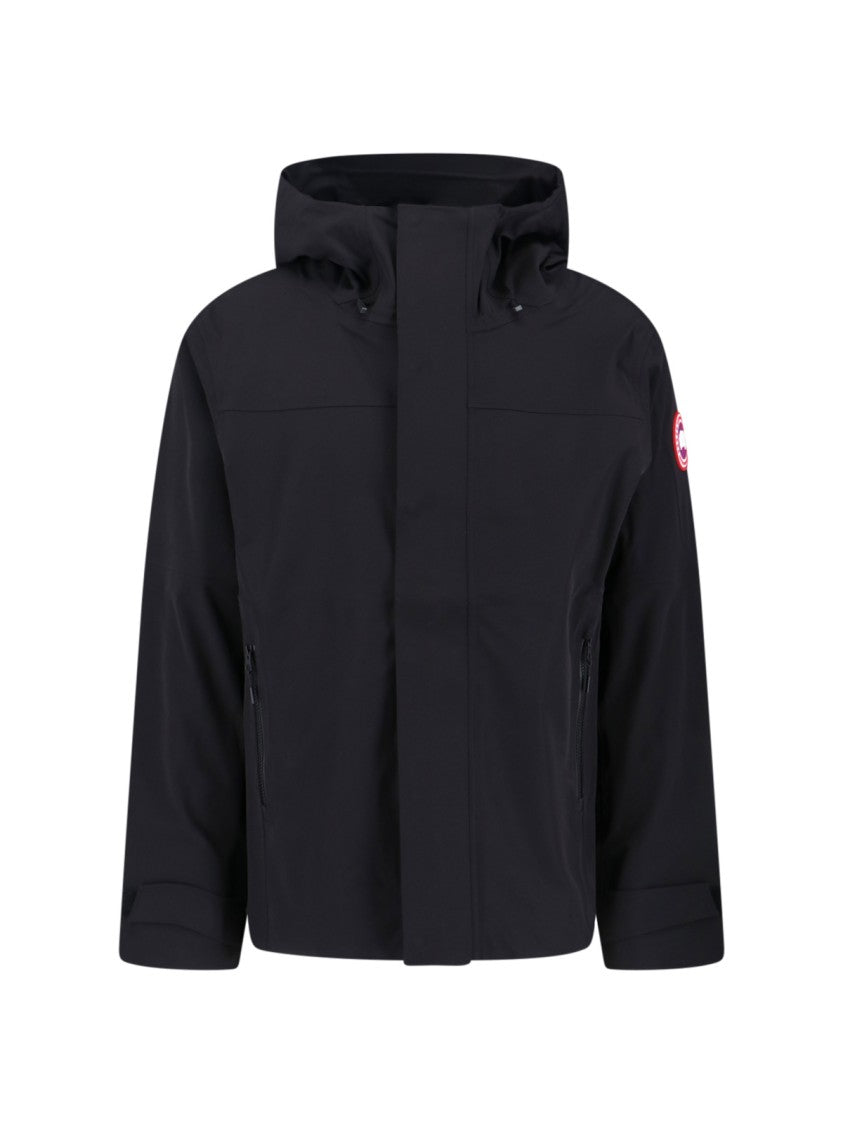 Canada Goose Minimalist Black Casual Jacket With Concealed Zipper And Hood