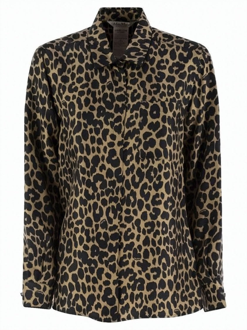 Max Mara Silk Leopard Print Blouse With Classic Collar