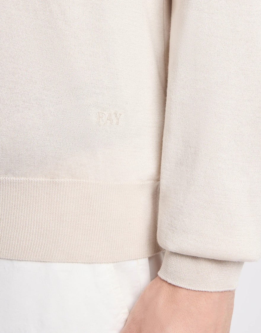 Fay Crew Neck Knitwear In Stucco Tone