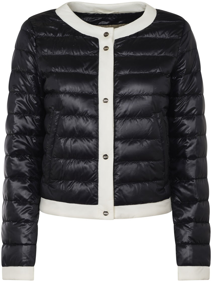 Herno Cropped Quilted Jacket With Contrasting Trim