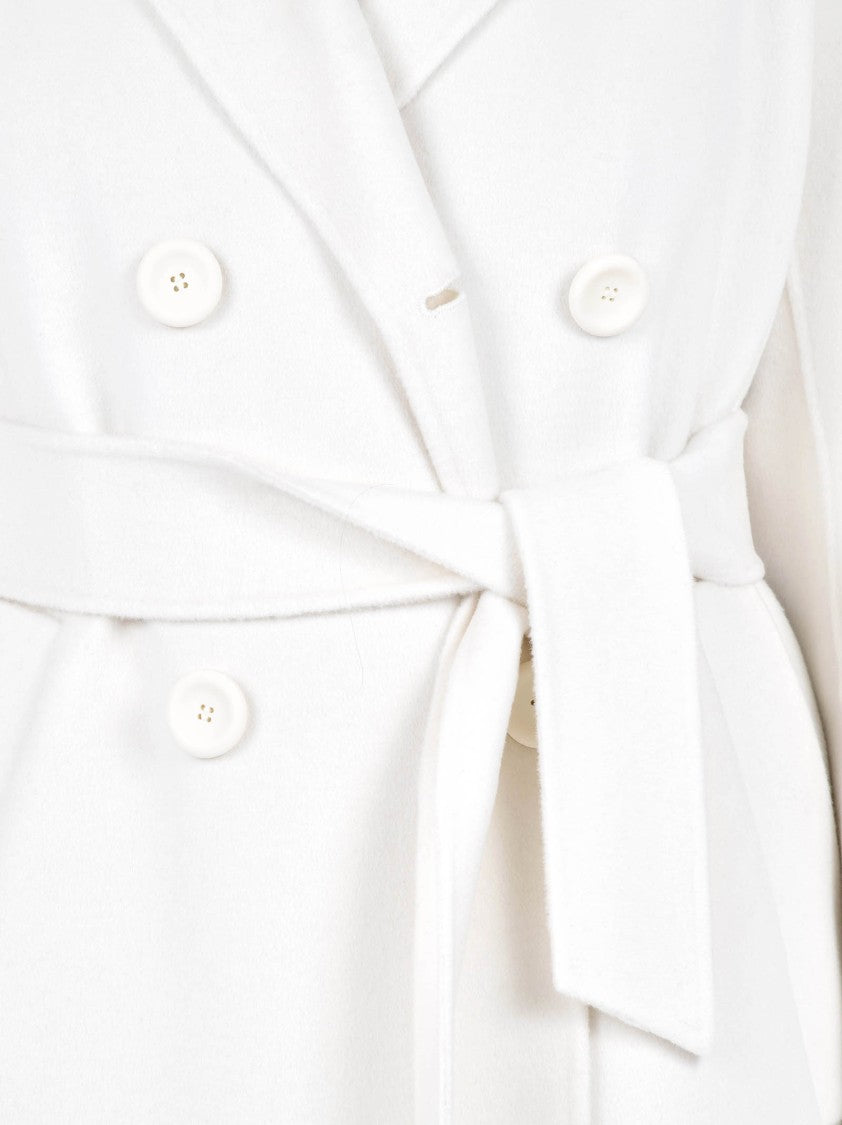 Max Mara Double-Breasted White Coat With Tailored Silhouette