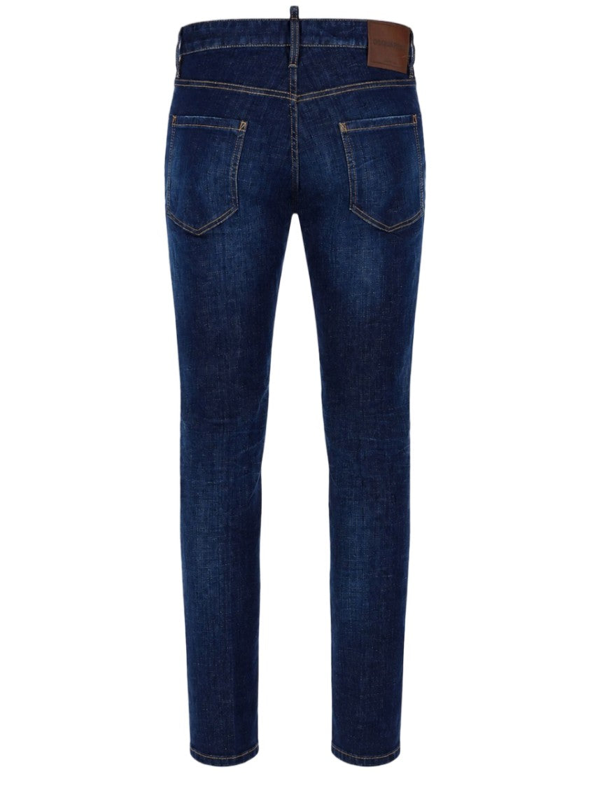 Dsquared2 Dark Blue Slim-Fit Jeans With Classic Five-Pocket Design