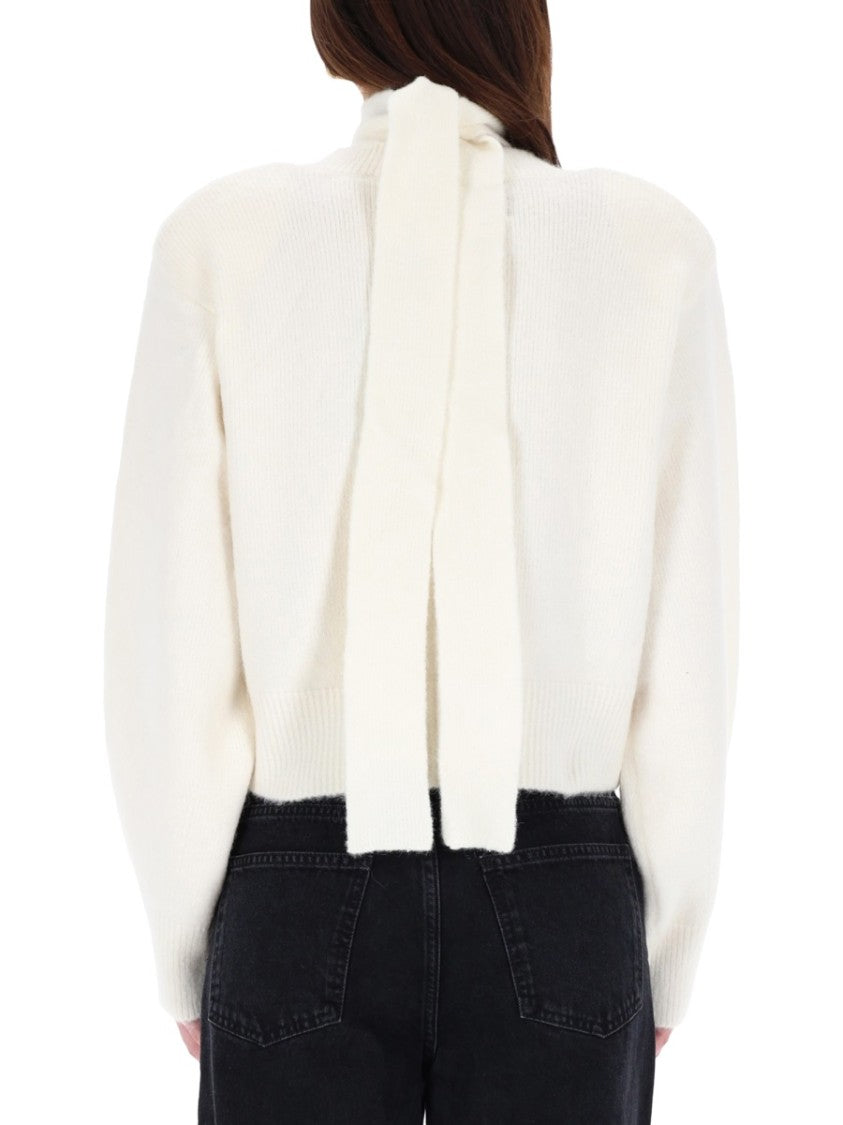 Rotate Birger Christensen Cropped Ivory Sweater