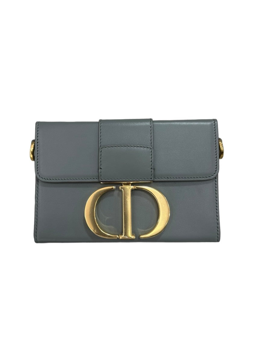 Dior 30 Montaigne Box In Smooth Grey Leather