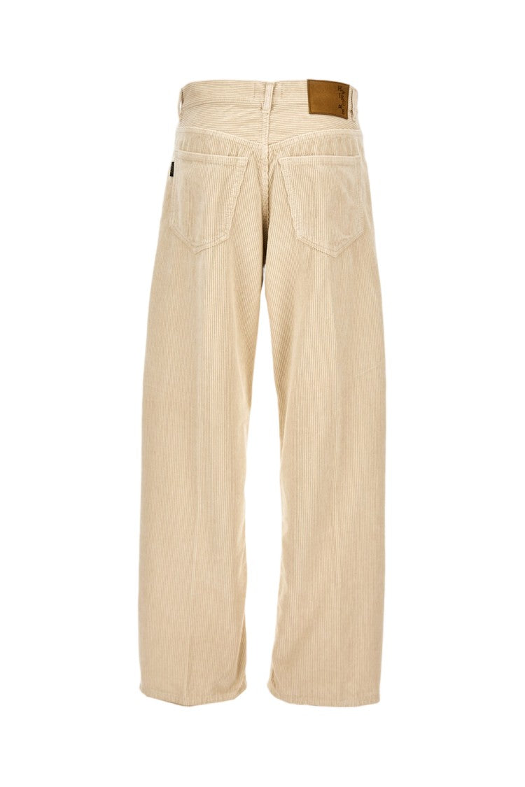 Haikure Ribbed Cotton Wide-Leg Trousers With Classic Five-Pocket Design