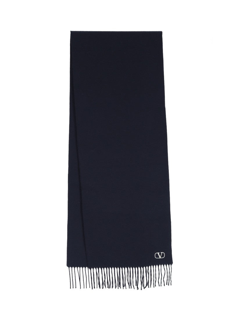 Valentino Garavani Black Vlogo Signature Virgin Wool Scarf
