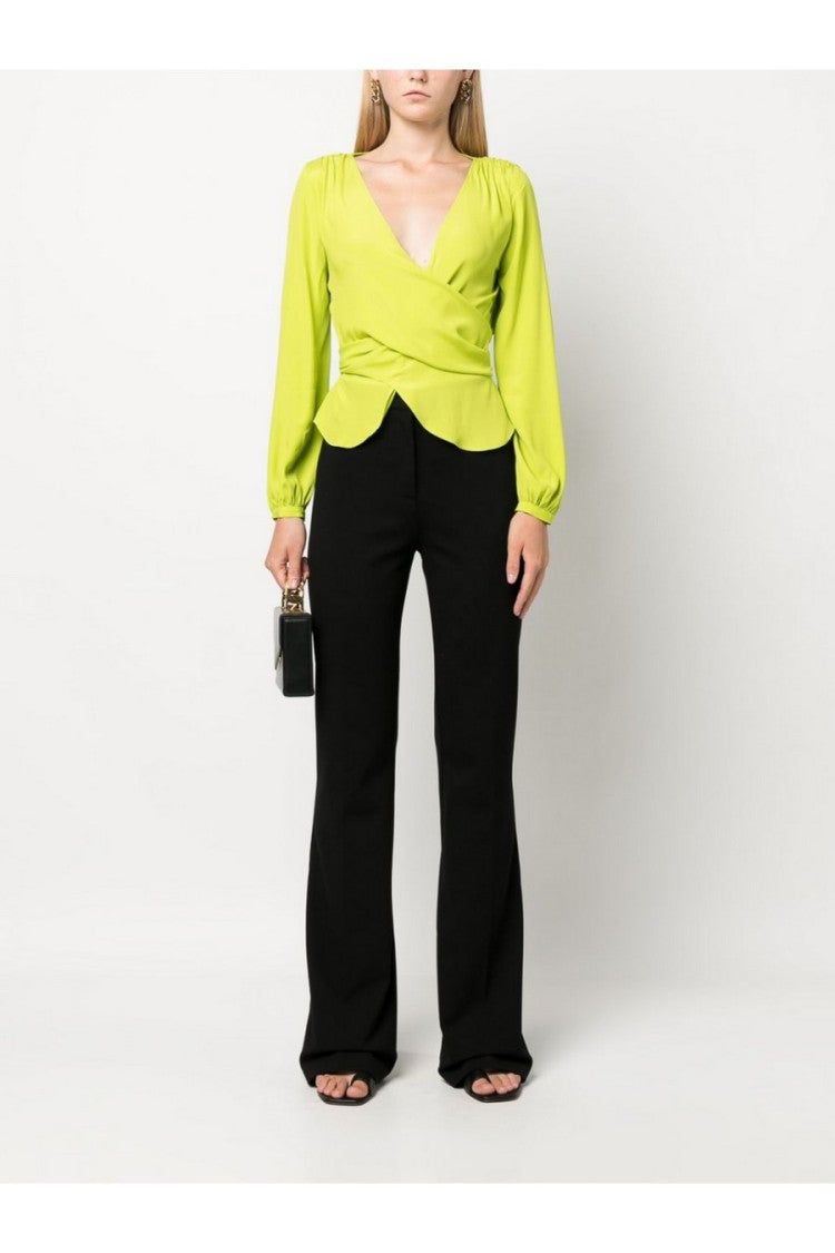 Pinko Black Viscose-Nylon Flared Trousers