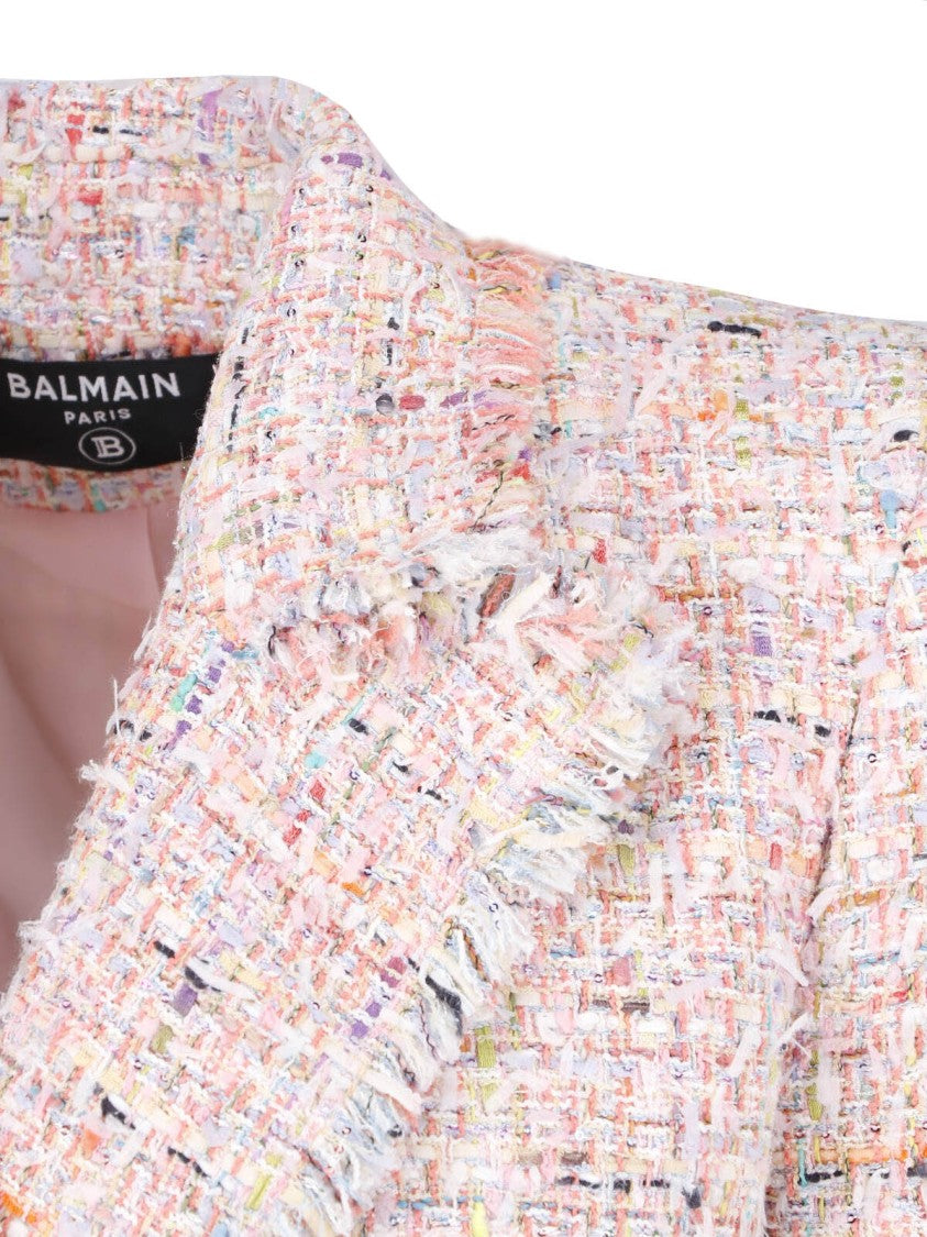 Balmain Tailored Double-Breasted Jacket With Frayed Trim