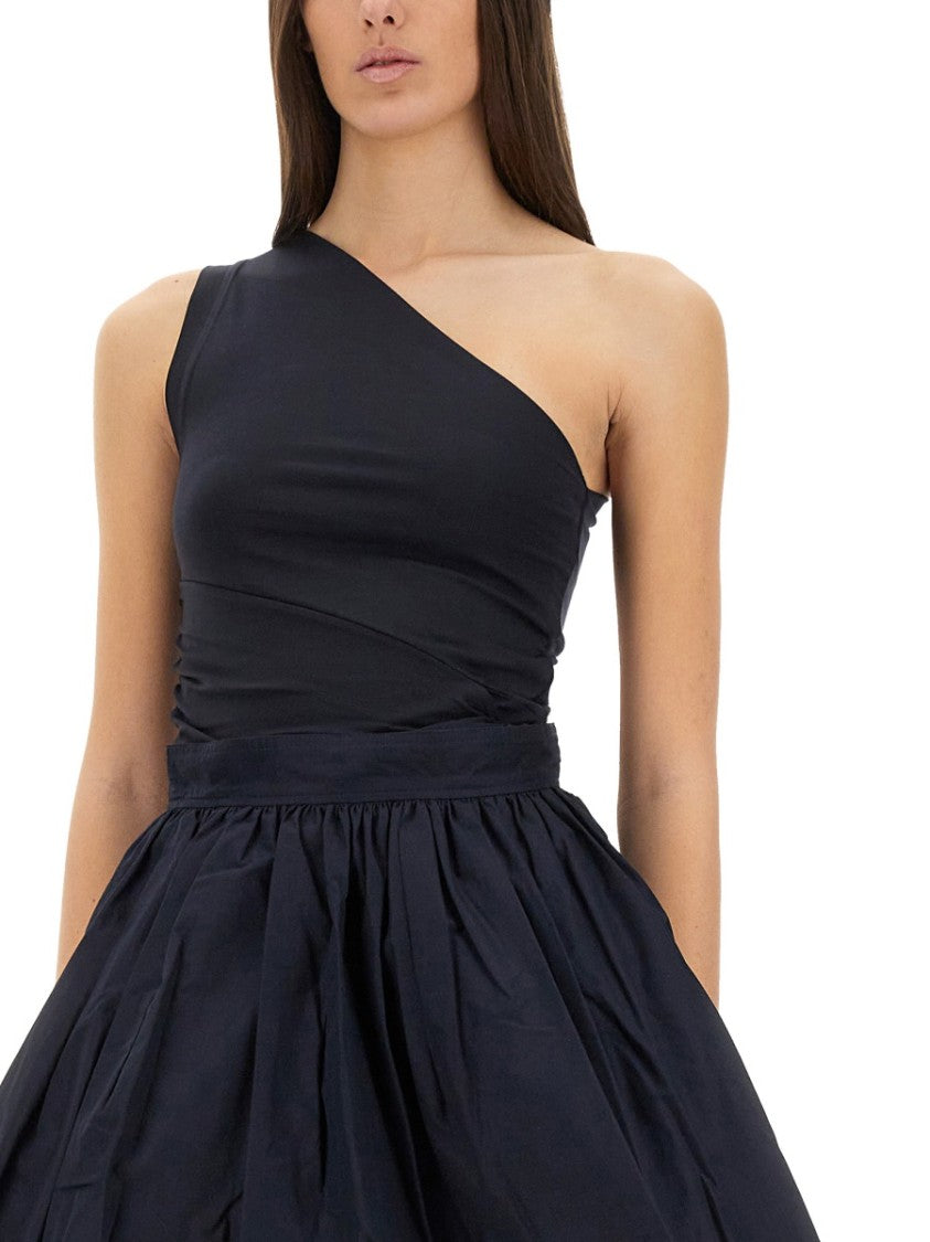 Patou One-Shoulder Ruched Black Jersey Top