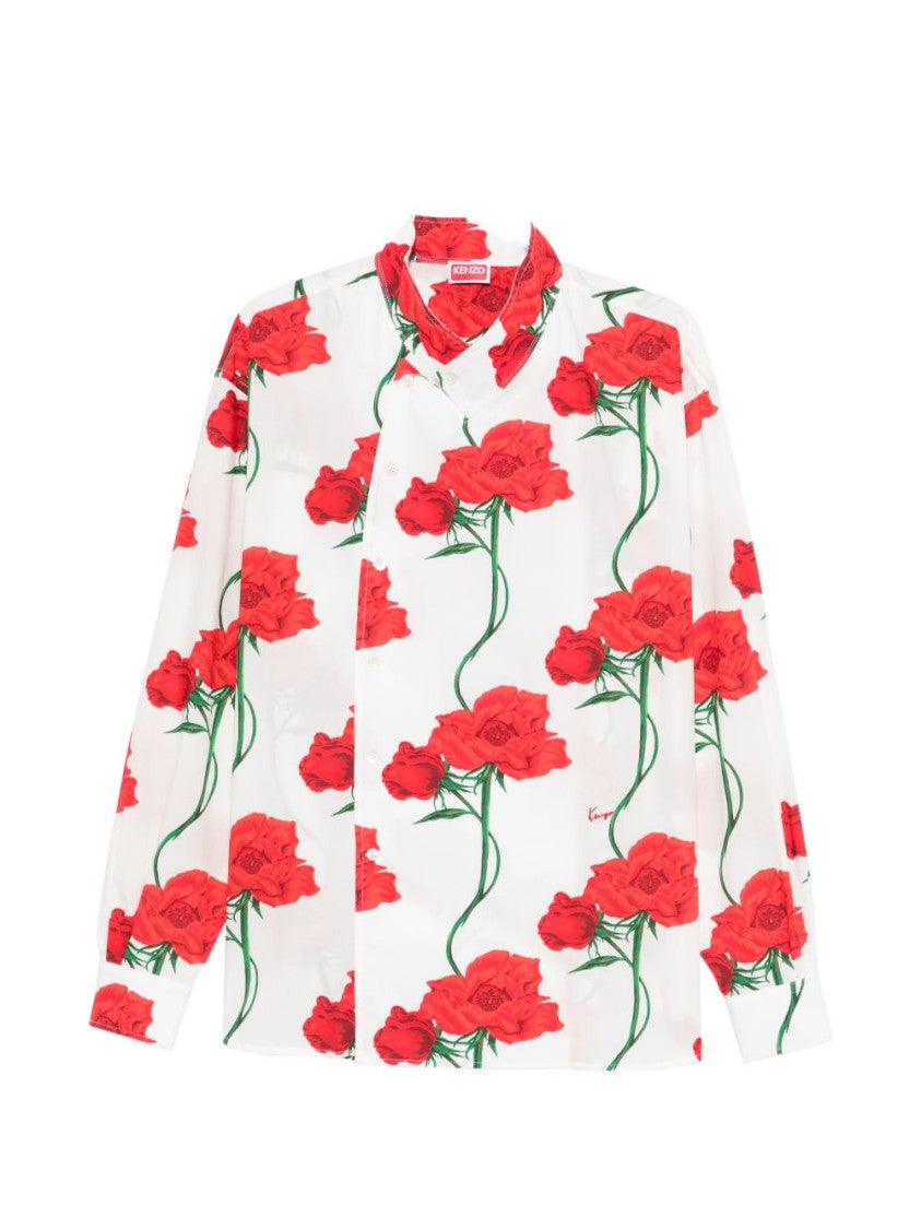 Kenzo Beige Silk And Nylon Camp Shirt