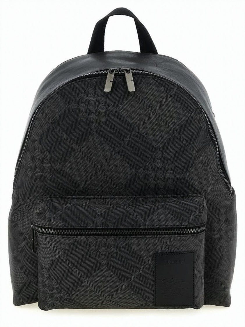 Burberry Minimalist Black Backpack With Calf Leather Accents