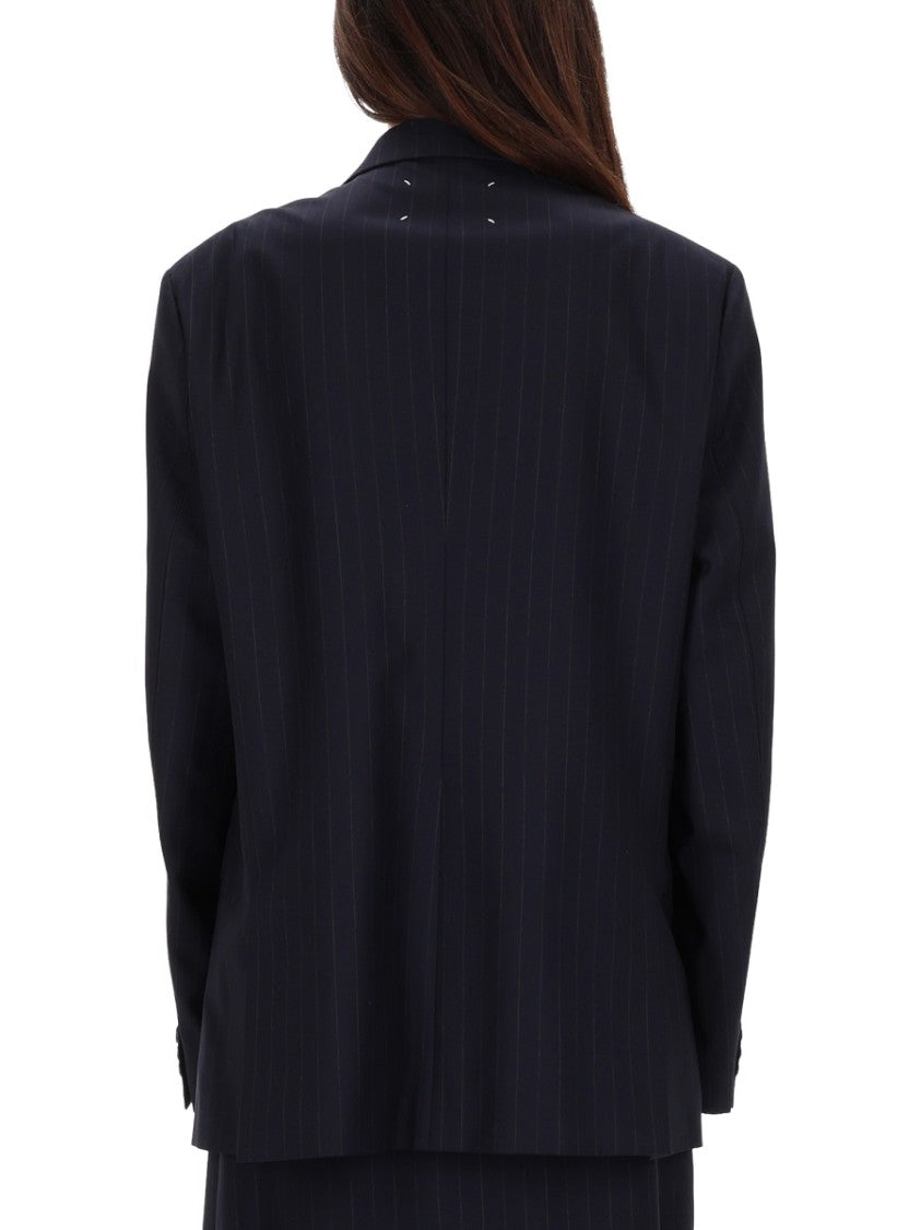 Maison Margiela Oversized Structured Wool Pinstripe Jacket