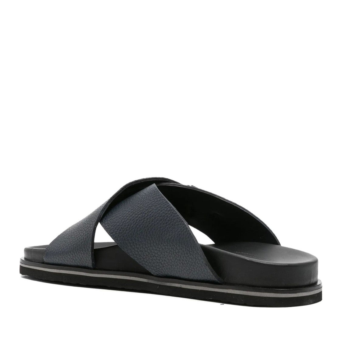 John Harrison Blue Textured Strap Leather Slippers