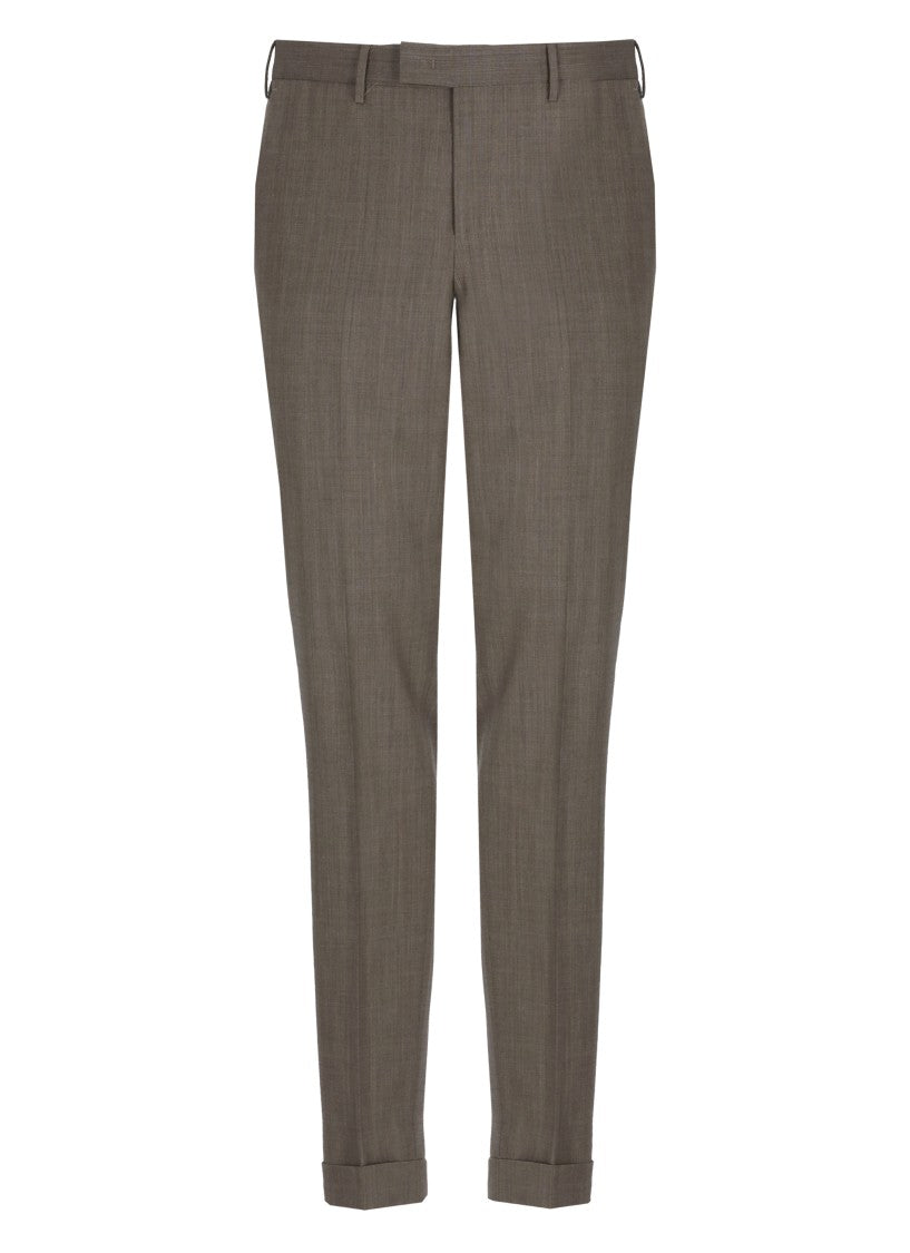 Pt Torino Brown Flap Pockets Wool Formal Pants