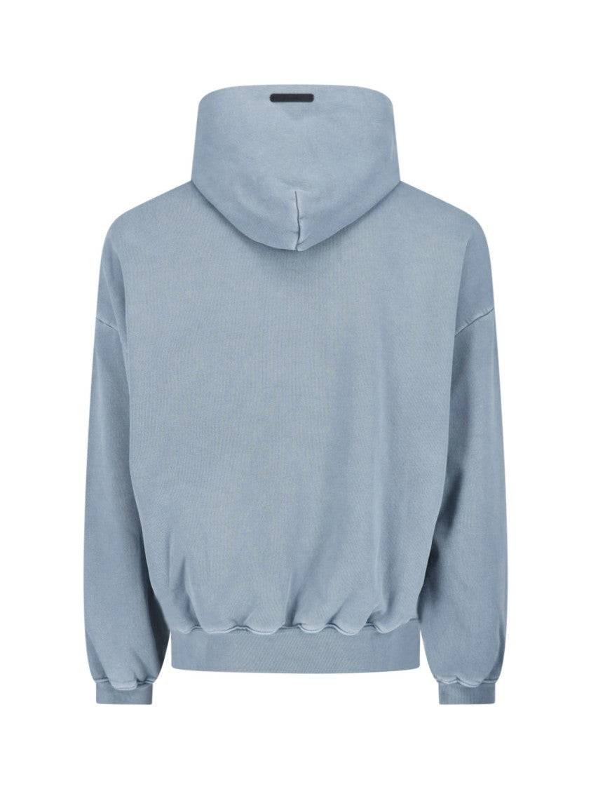 Fear Of God Essentials Blue Cropped Arched Logo Hooded Sweatshirt
