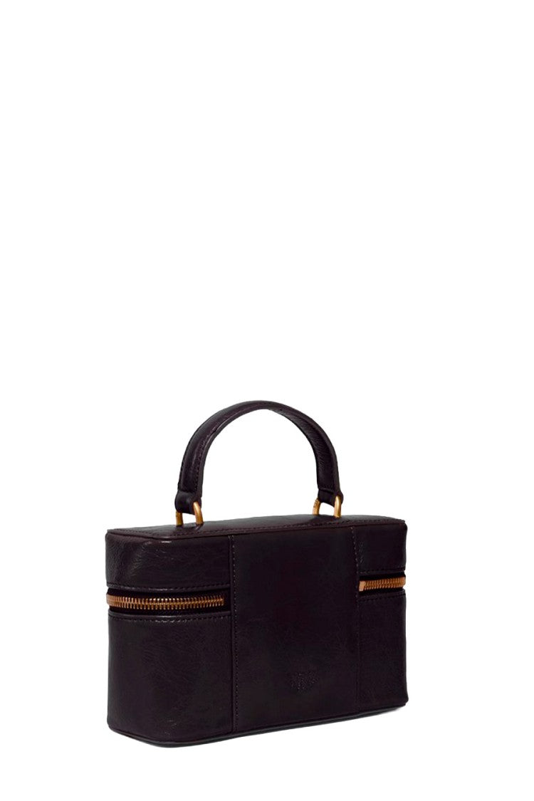Pinko Black Leather Box Top-Handle Bag