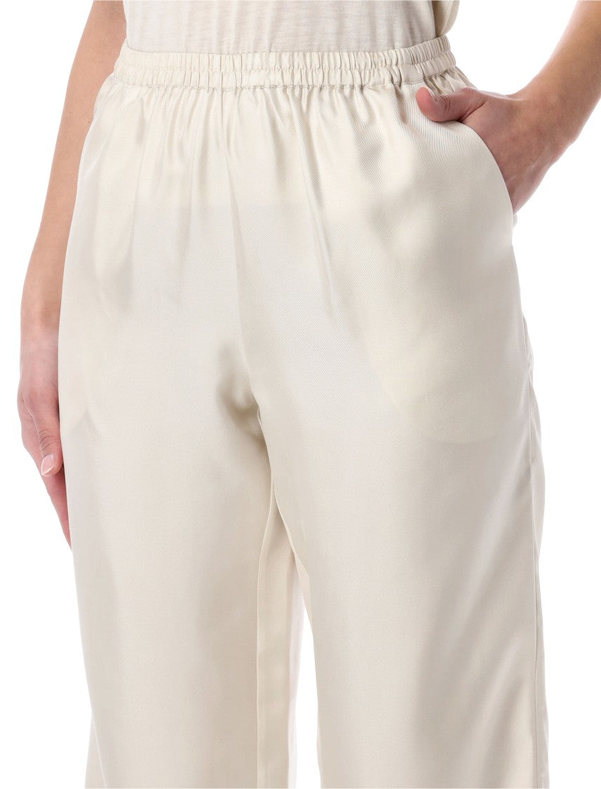 Loulou Studio Silk Straight Pants With Elasticated Waistband And Side Pockets