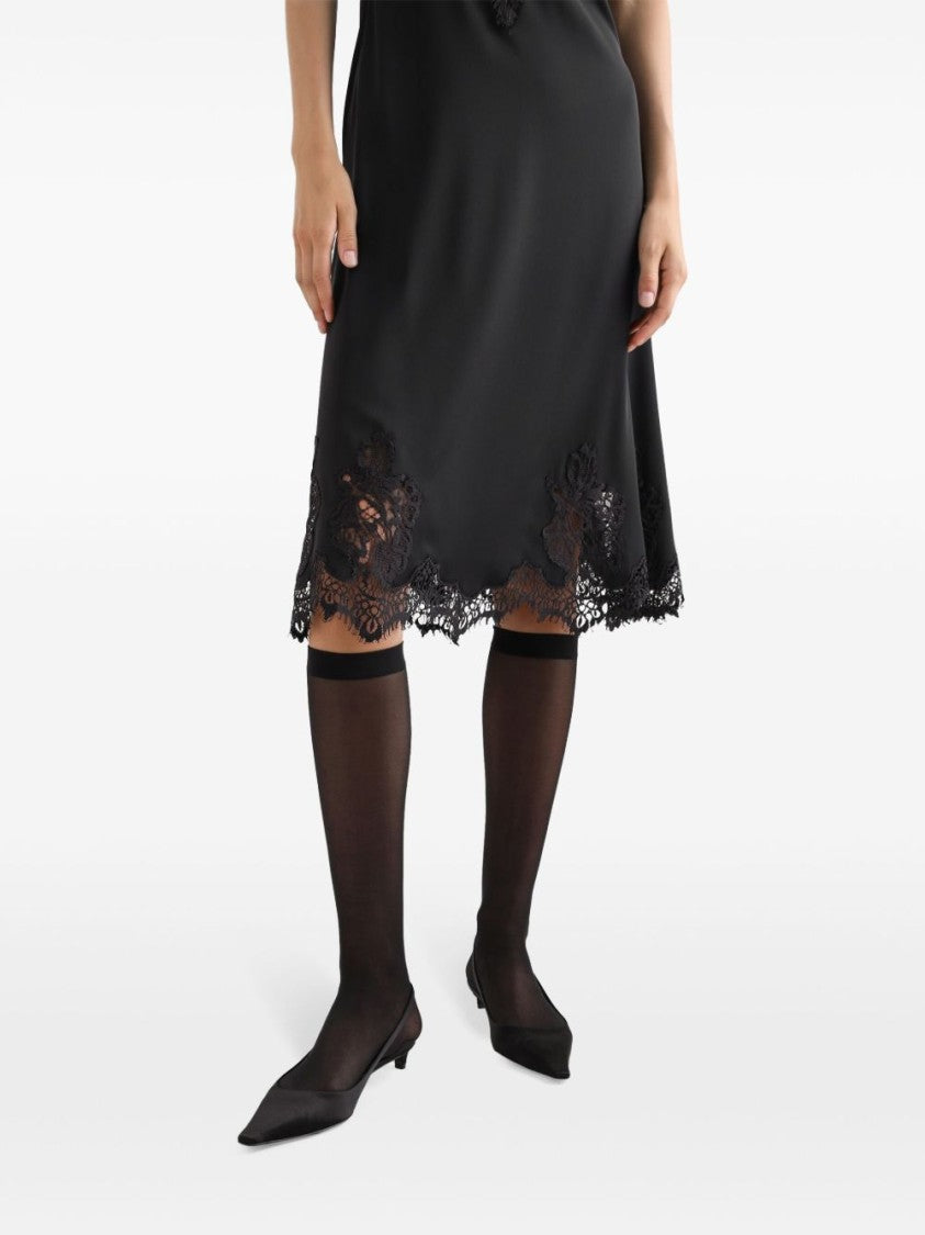 Dolce & Gabbana Black Lace Dress With Sweetheart Neckline