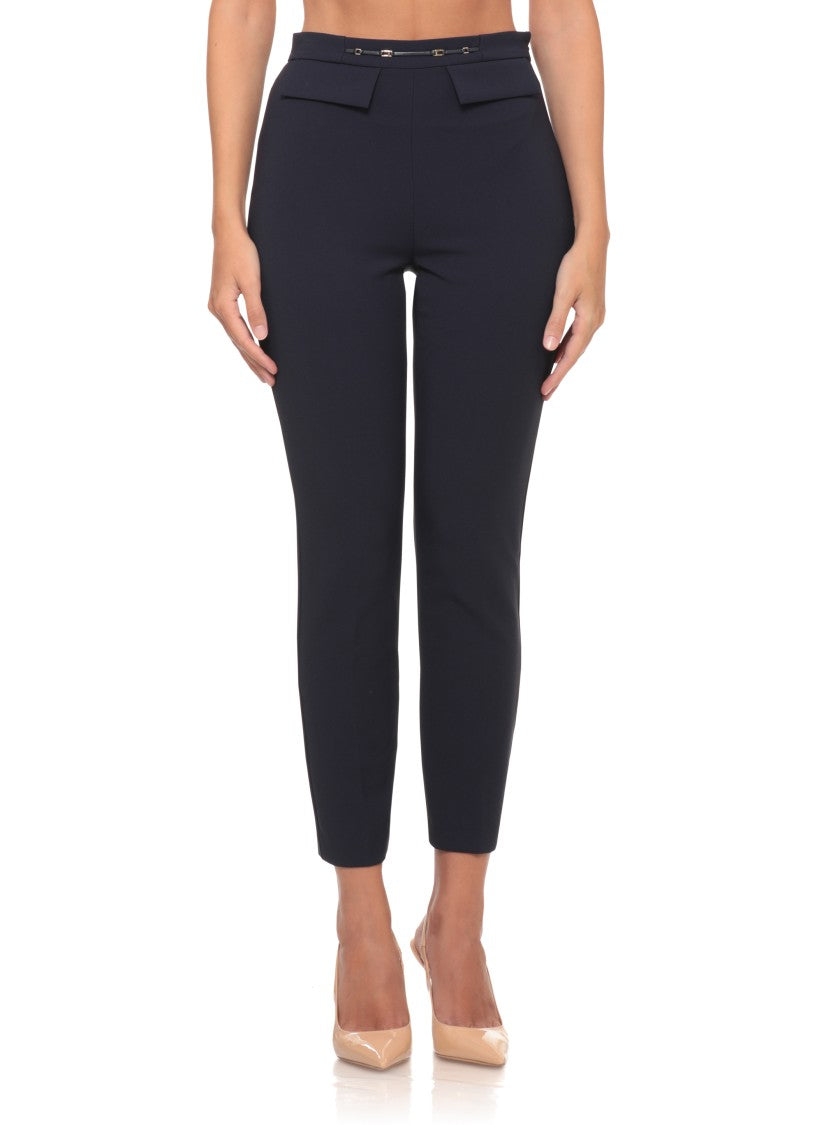 Elisabetta Franchi Ankle-Length Tailored Trousers With Decorative Waist Application