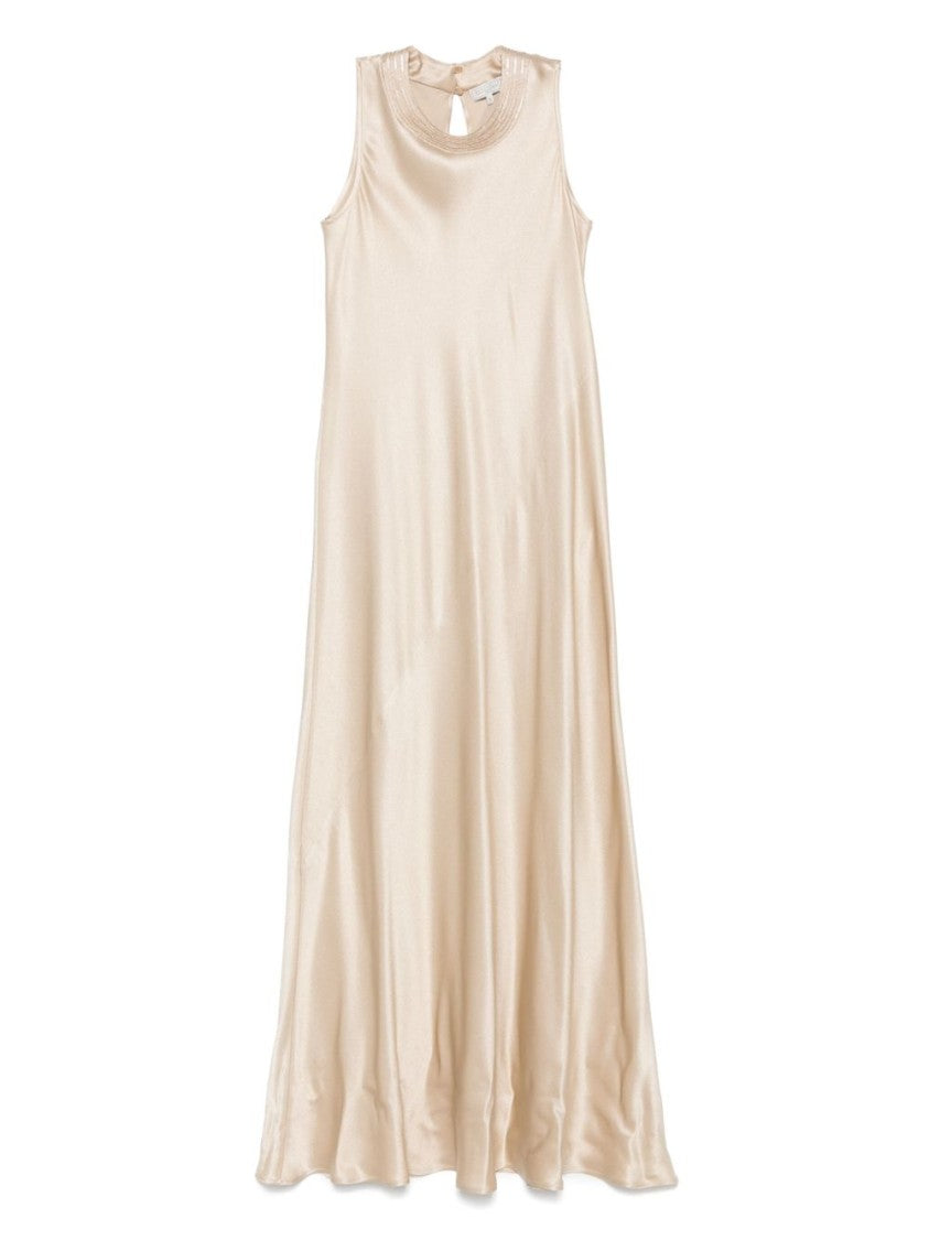 Antonelli Beige Acetate Silk Blend Maxi Dress