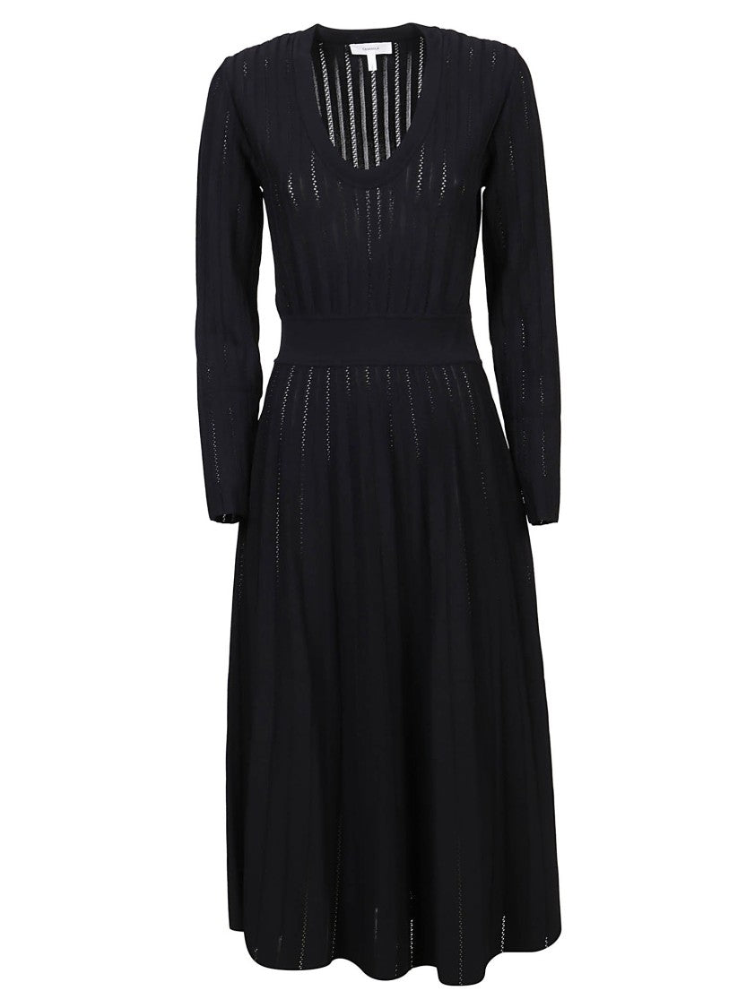 Casasola Pointelle Low Neck Viscose Midi Dress