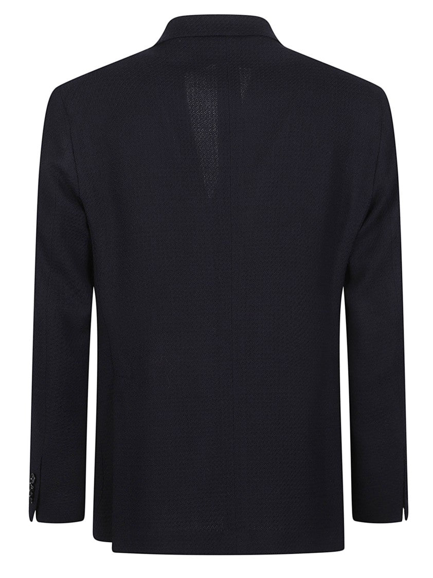 Tagliatore Montecarlo Black Virgin Wool Double-Breasted Blazer