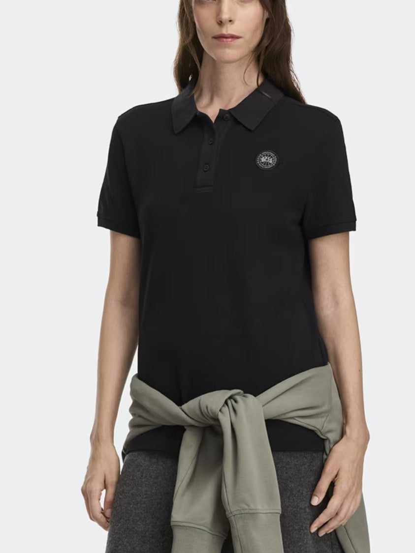 Canada Goose Black Almira Tonal Badge Polo Shirt