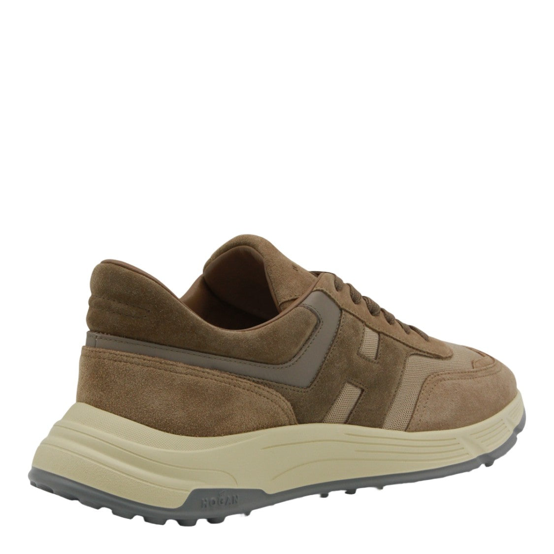 Hogan Beige Suede And Mesh Sneakers With Sole