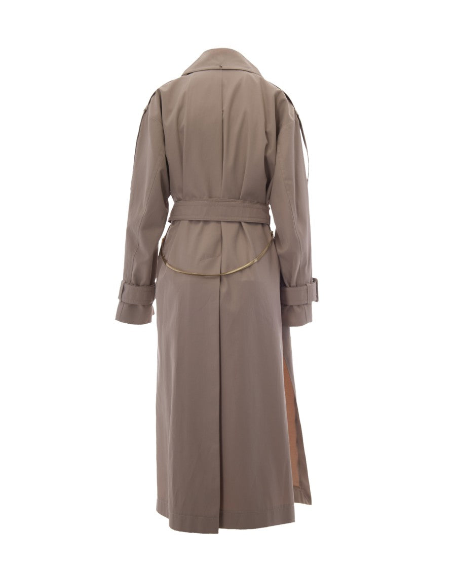 Sportmax Beige Water-Repellent Twill Trench Coat