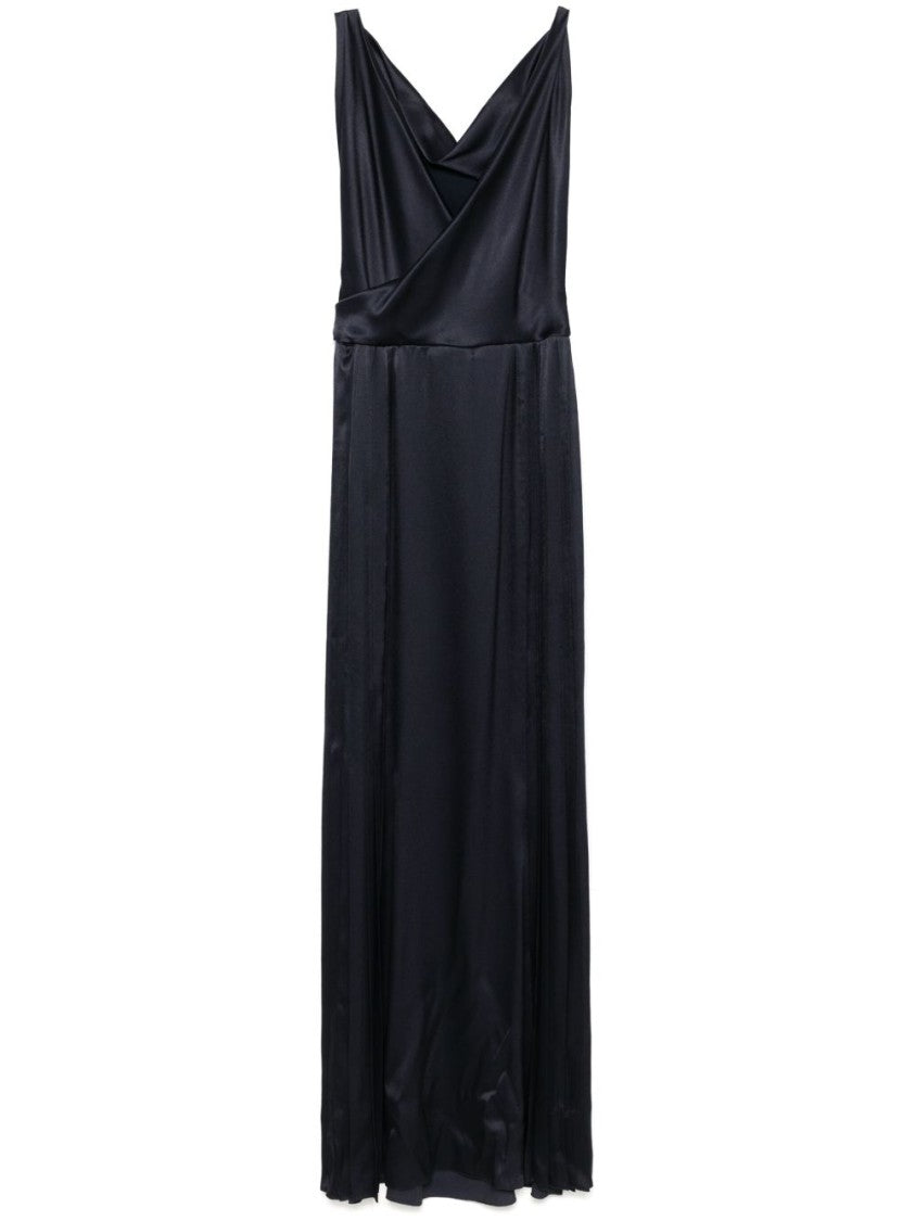 Alberta Ferretti Fluid Floor-Length Evening Dress With Deep V-Neck