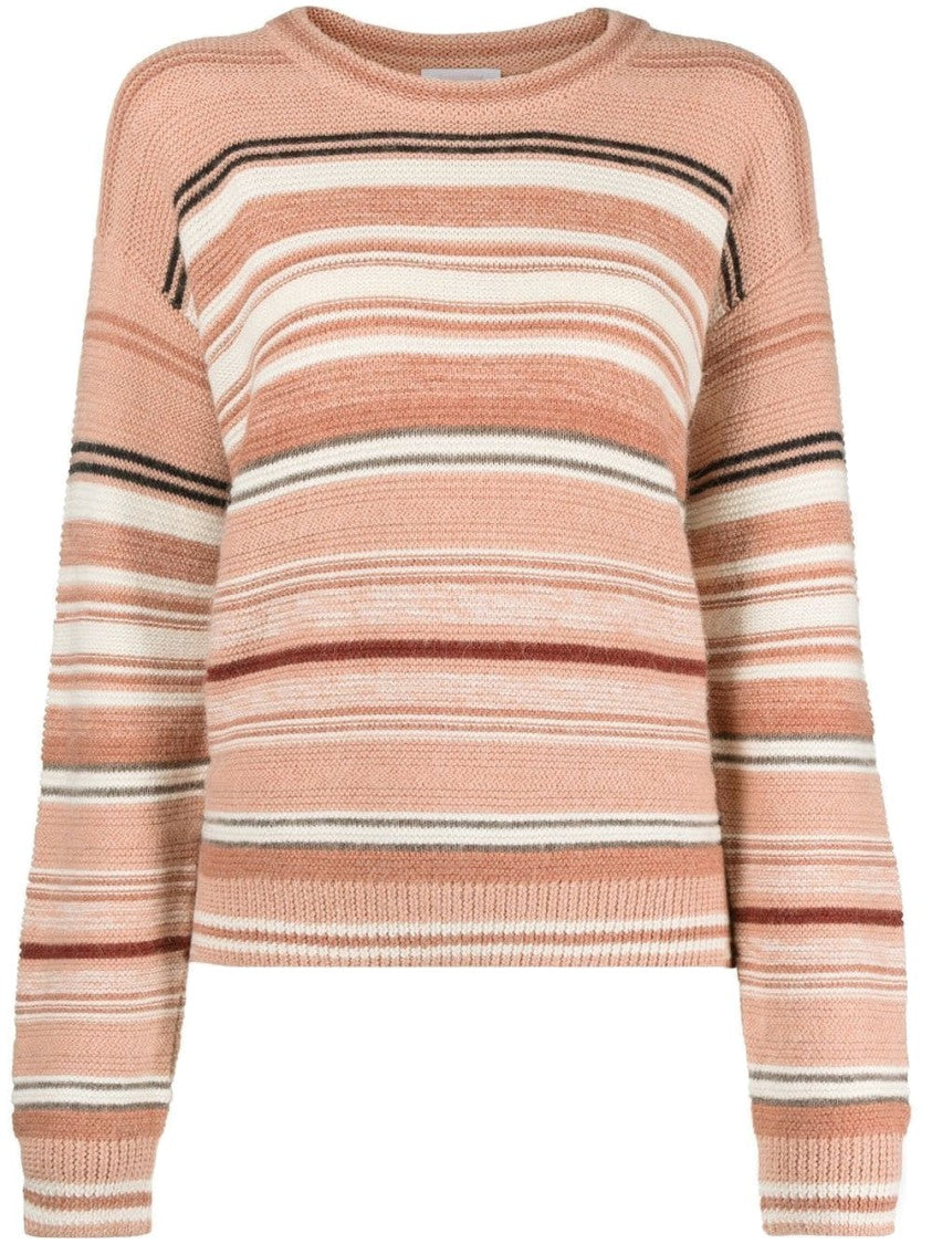 Chloé Horizontal Stripe Knitted Pullover With Ribbed Cuffs