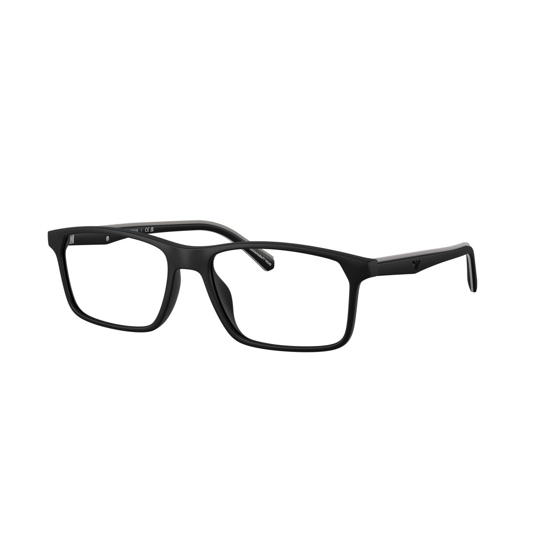 Emporio Armani 0Ea3266u Matte Black Rectangular Eyeglasses With Subtle Logo Detail