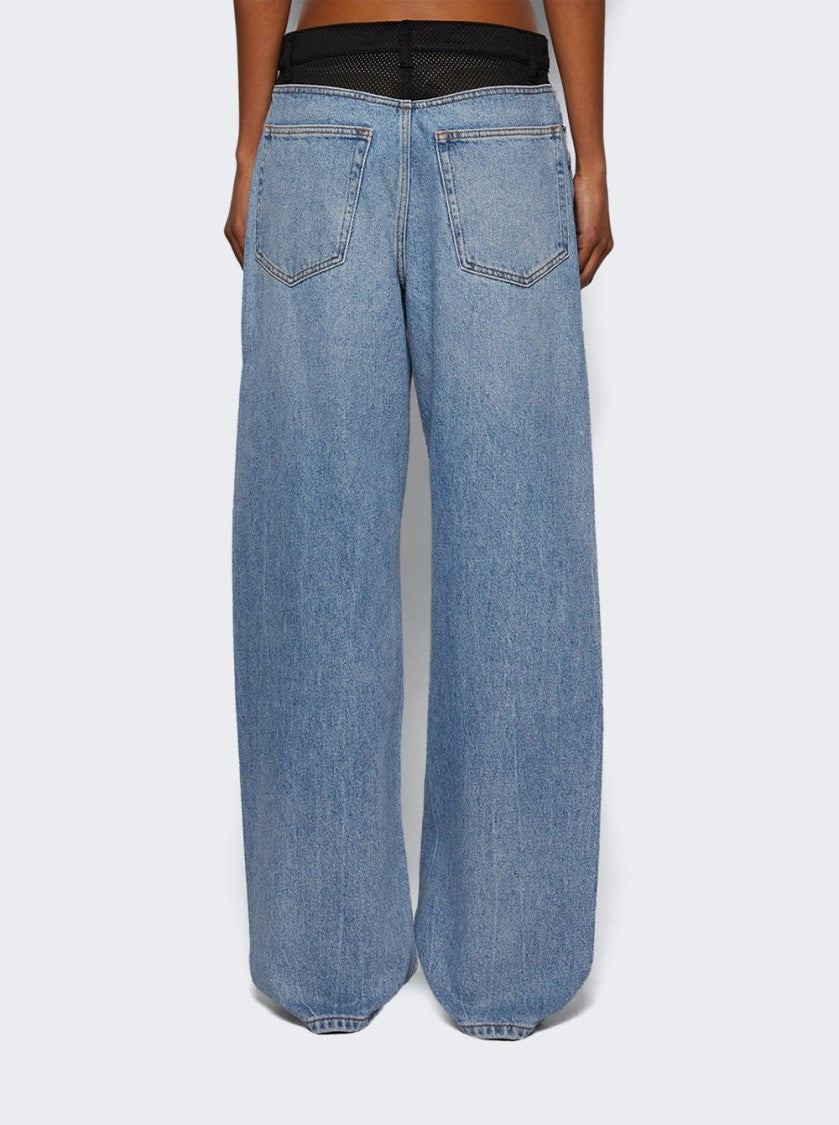 Alexander Wang Mesh Back Balloon Jean With Logo - Blue