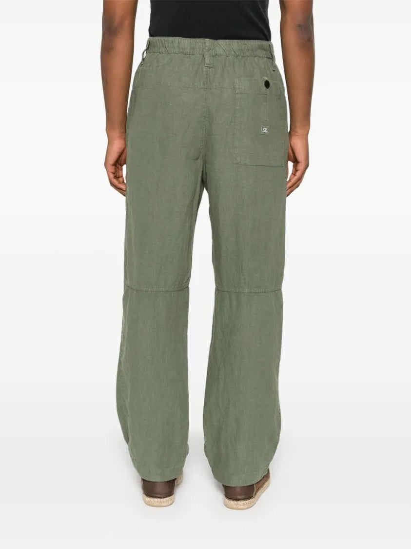 C.P. Company Relaxed Fit Green Linen Trousers