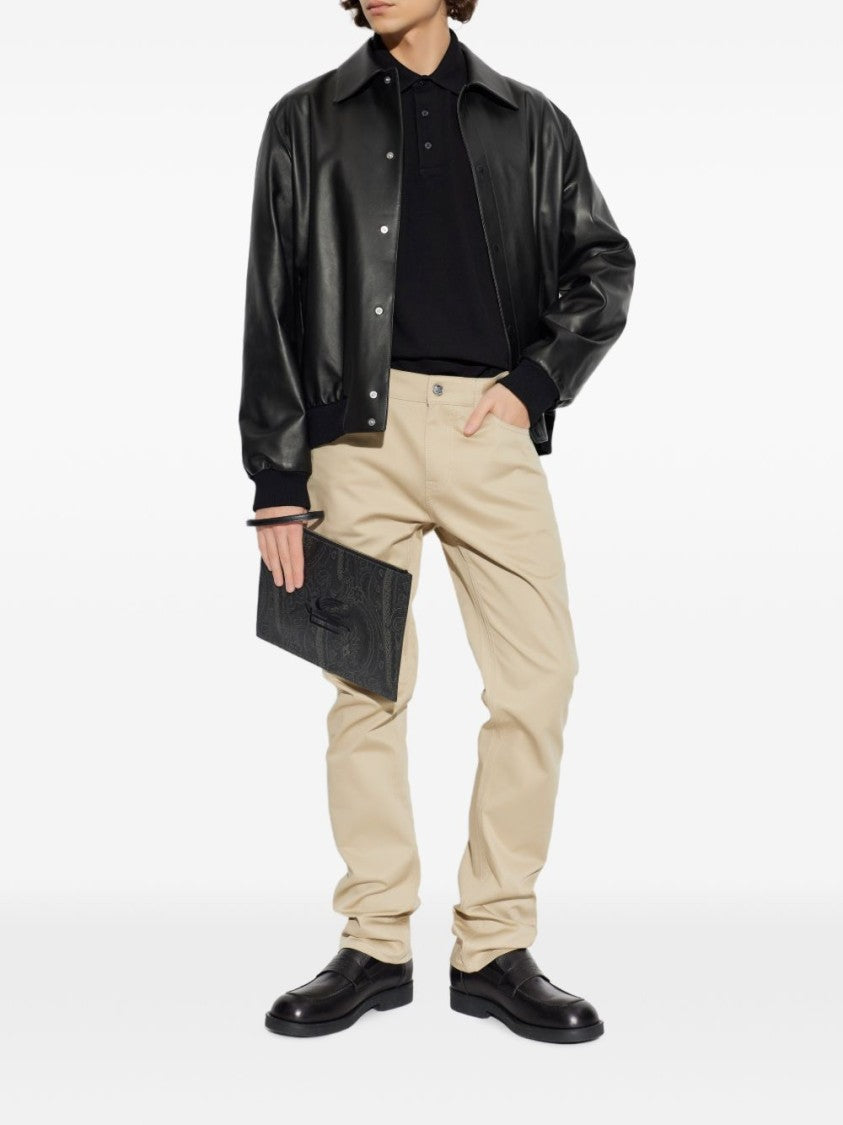 Etro Pointed Collar Polo Shirt With Three-Button Closure