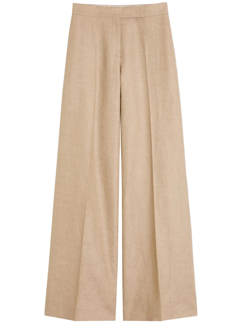 Max Mara Beige Mxsbig High-Waisted Wide-Leg Trousers