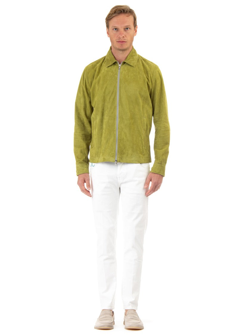Barba Unlined Suede Jacket With Shirt Collar