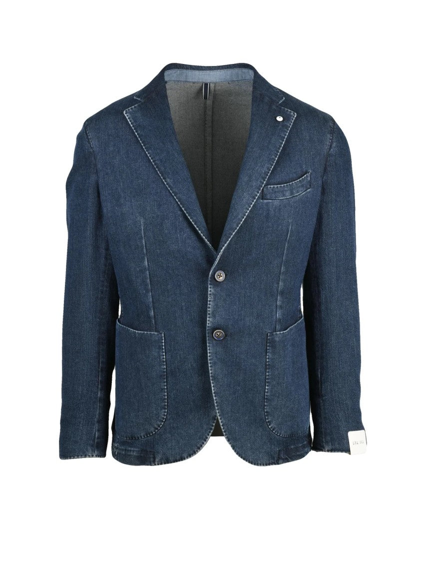 L.B.M. 1911 Denim Blazer With Modern Flexible Fit And Classic Lapel