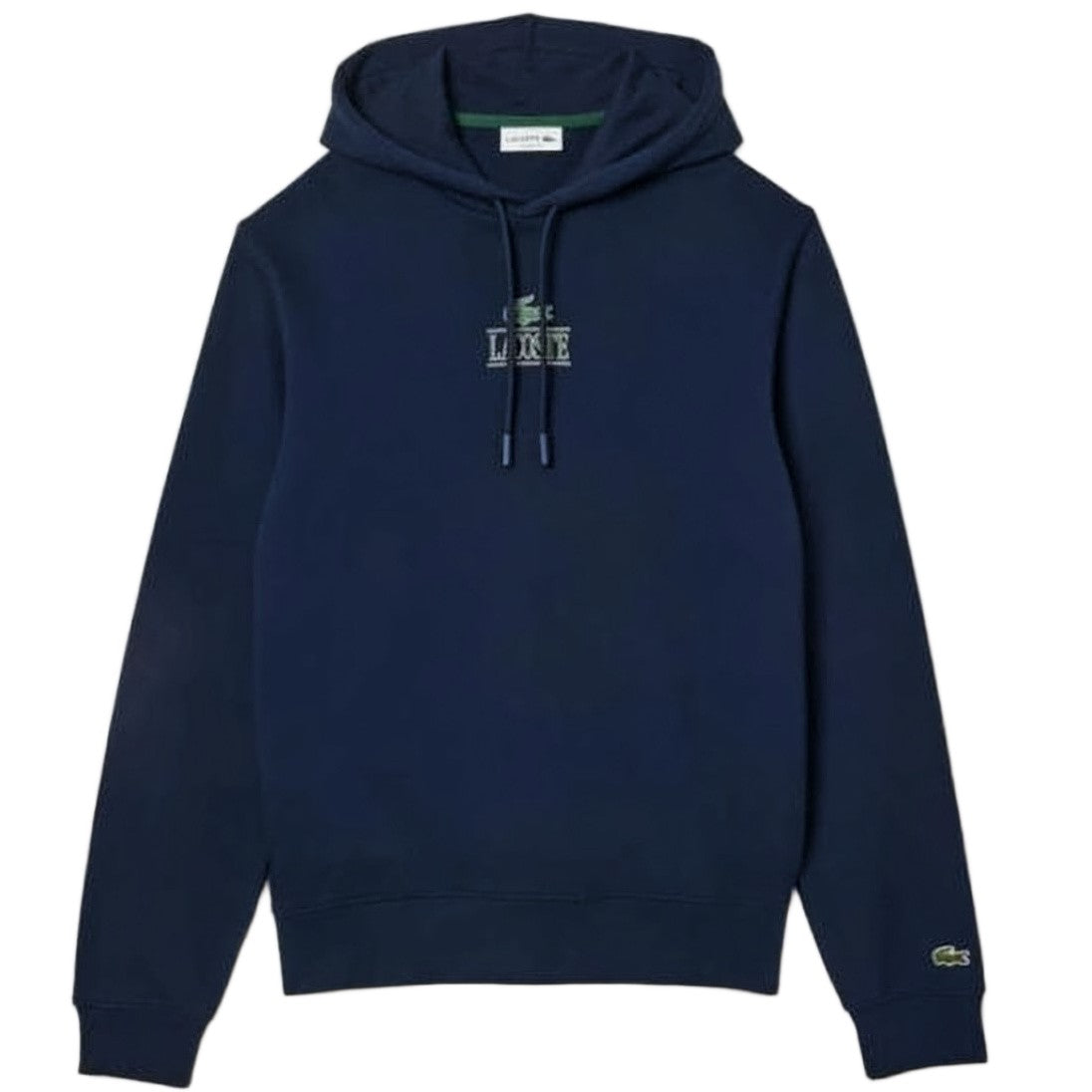 Lacoste Hooded Sweatshirt In Deep Navy With Embroidered Details